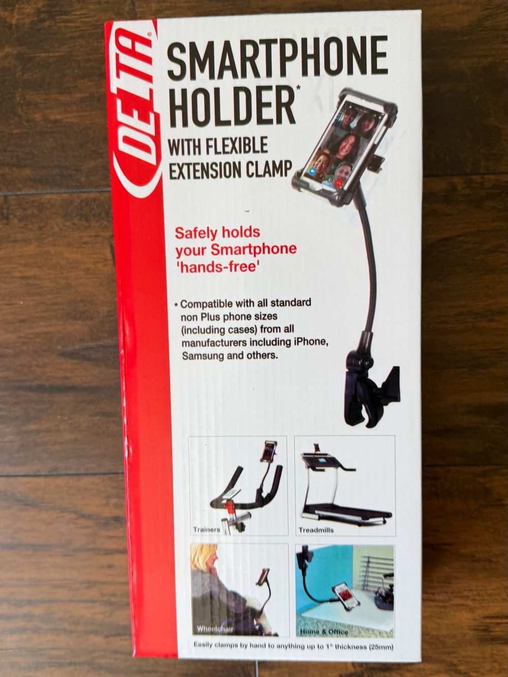 Delta Black and Red Smartphone Holder with Flexible Gooseneck Clamp